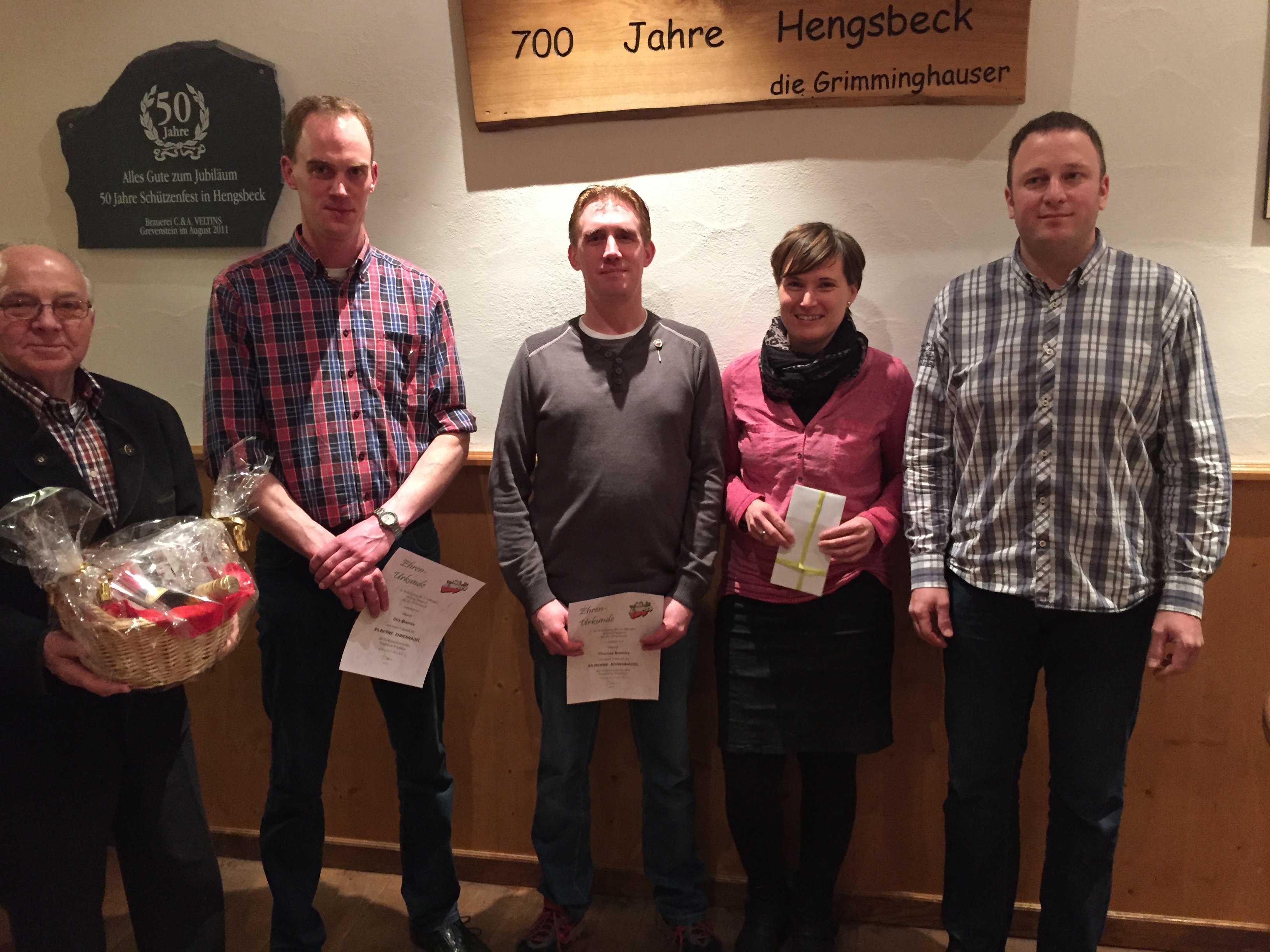 v.l. Manfred Krämer, Dirk Bremke, Thomas Bremke, Eva Winkelmeier, Christoph Quinkert Generalversammlung 2015