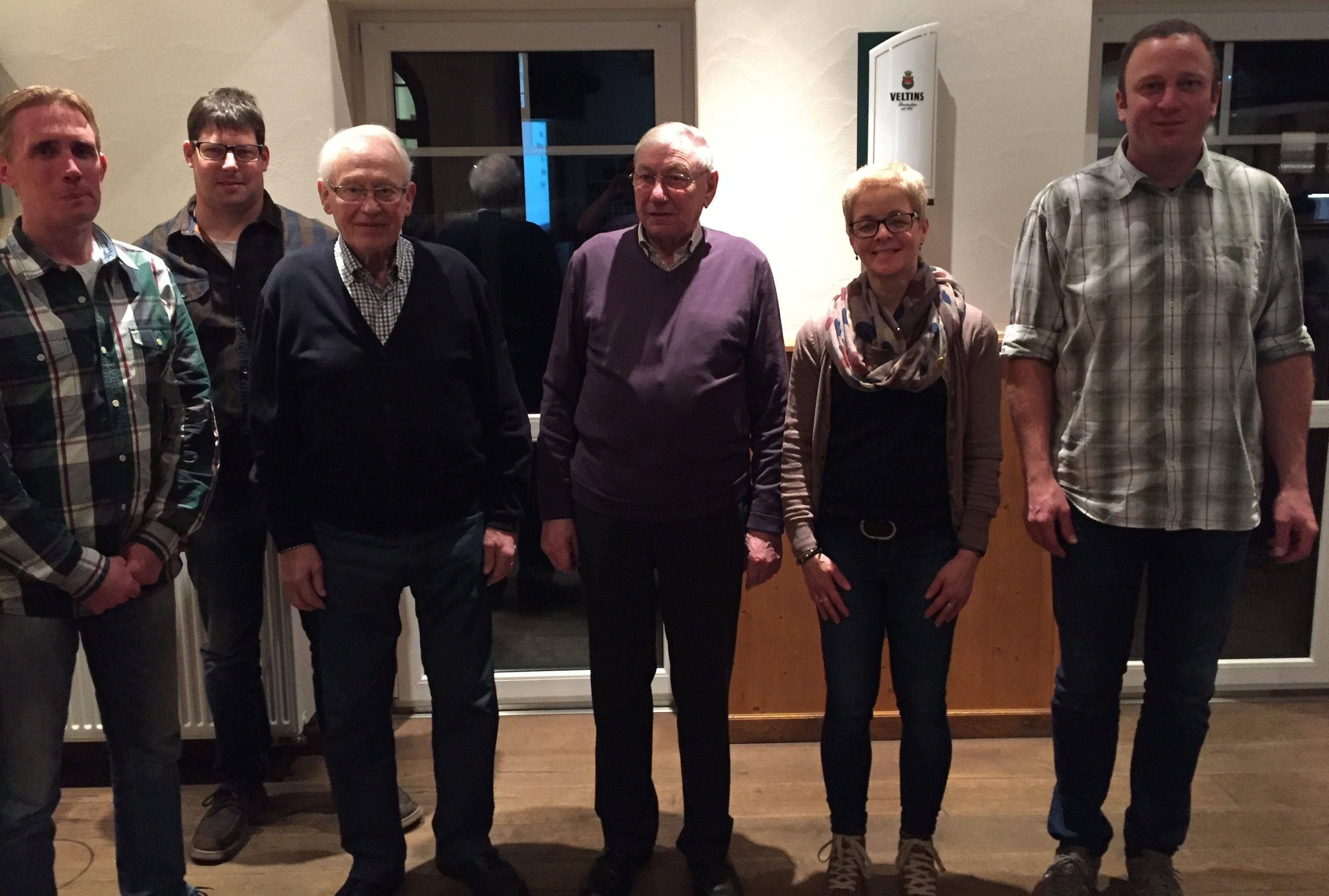 v.l. Thomas Bremke, Benedikt Henke, Paul Ewers, Fritz Pape, Birgit Pape, Christoph Quinkert Generalversammlung 2019